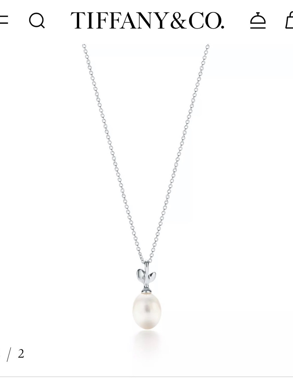 NWT Tiffany & Co. Silver Chain with White Pearl Drop Pendant